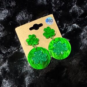 3D Green Shamrock Earrings